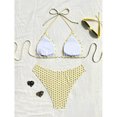 thumbnail image 6 of Women's Two Piece Bikini Swimsuit Halter Back Tie Top Triangle Bottom String Polka Dot Bikini Sets(Light Yellow,XS), 6 of 7