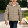thumbnail image 2 of KyCheLot Boys Girls Zip up Jacket Solid Color Long Sleeve Hooded Outerwear Kids Winter Warm Windproof Coats, 2 of 8