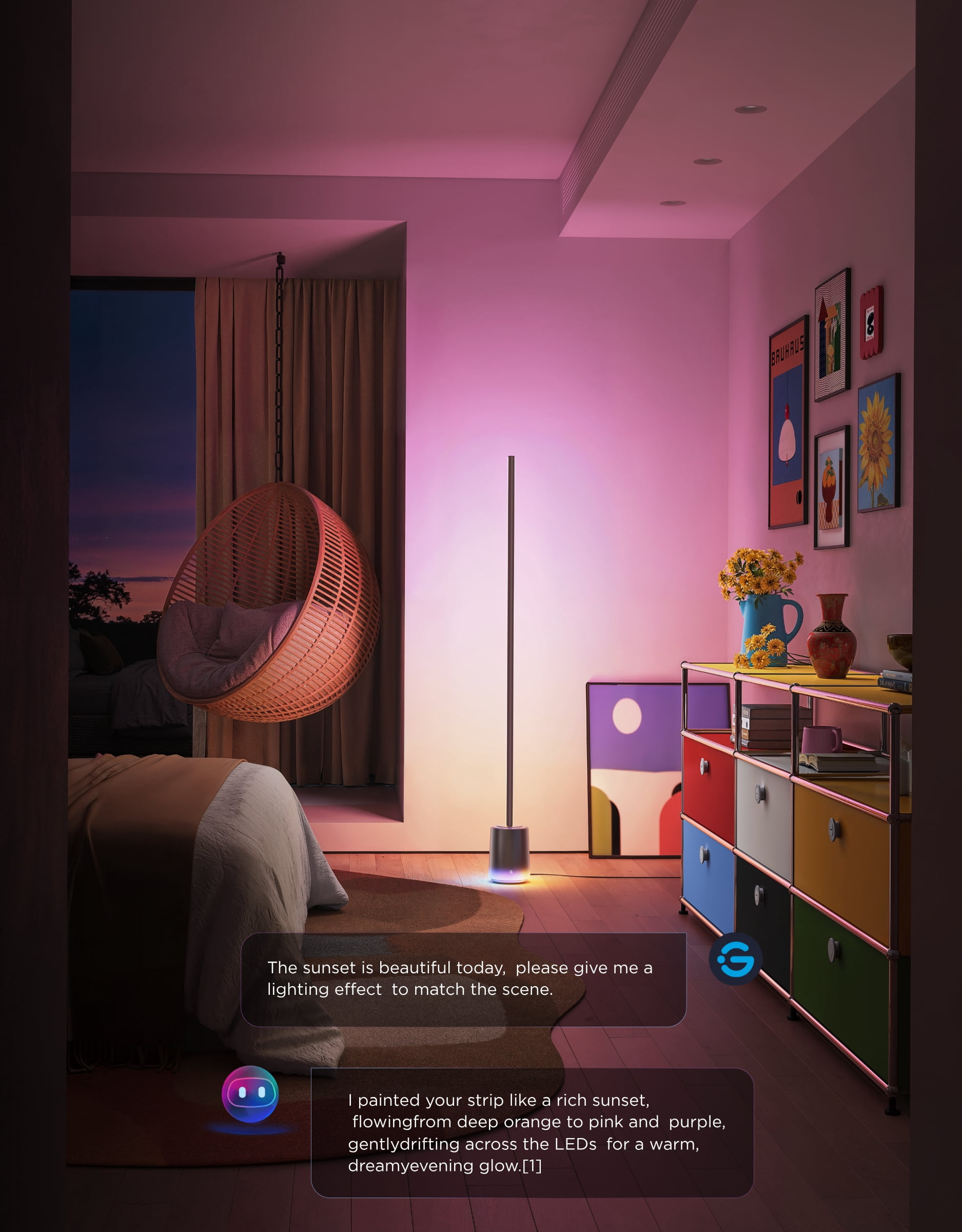 Govee Floor Lamp 3 with Luminblend+ Technology, 2100lm Standing Lamp, Work with Matter,1000K-10000K Modern Floor Lamps for Living Room, Bedroom, Office, Corner Lamp with Dynamic Scenes, DaySync