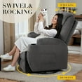 thumbnail image 3 of Recliner Chair, 360° Swivel Rocker Chair for Adults, Rocking Recliner Chair with Massage,  Single Sofa with Side Pockets Cup Holders for Living Room, Bedroom, Nursery (Fabric, Dark Gray), 3 of 7