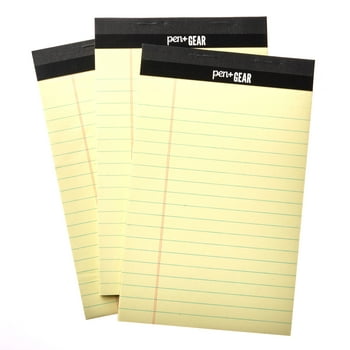Pen+Gear Jr. Legal Pads, Canary Color Paper, 5" X 8", Wide Ruled, 50 Sheets, 3 Count