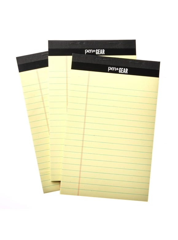 Pen+Gear Jr. Legal Pads, Canary Color Paper, 5" x 8", Wide Ruled, 50 Sheets, 3 Count per Pack