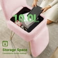 thumbnail image 4 of Taburete de tocador GREENSTELL con respaldo plegable para almacenamiento, color rosa, 4 of 8