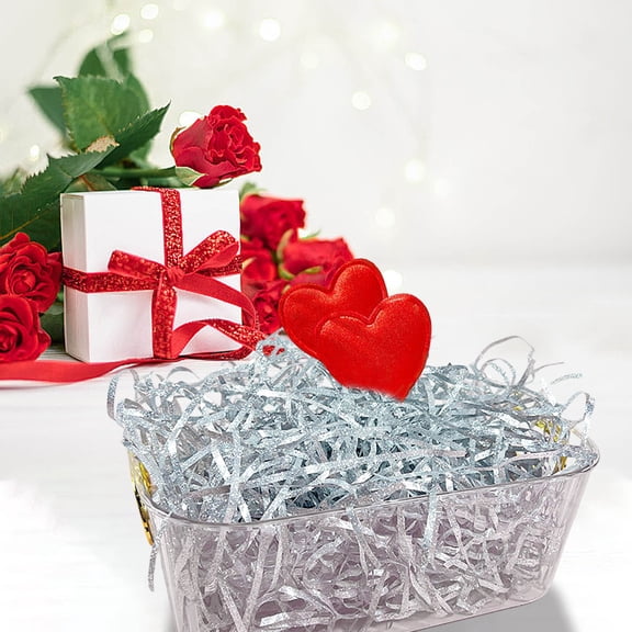 Gift Wrap Shredded Filler Basket Grass 0.2 LB Shiny Red Cut Shred Raffia Box Stuffing for Easter Birthday Wedding Wrapping