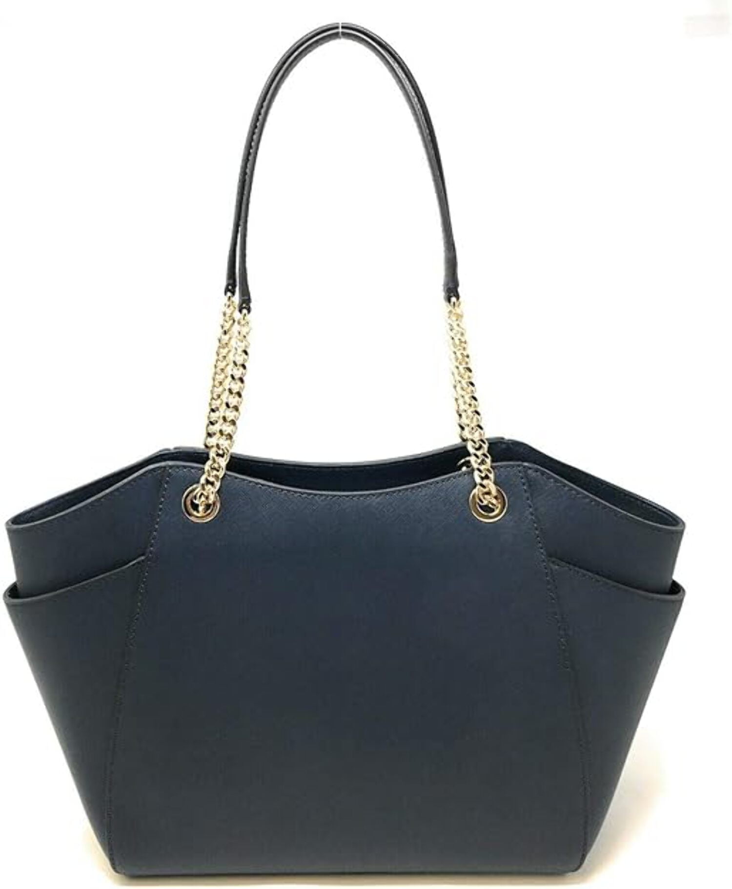 Michael Kors Jet Set Travel Large Top Zip Chain Tote Black Saffiano Leather