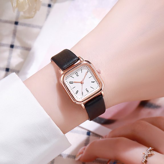 ZenCart Women Quartz Watch Square Dial Faux Leather Strap Ladies Casual Business Formal Dress Wristwatch Fashion Jewelry Accessory Birthday Gift