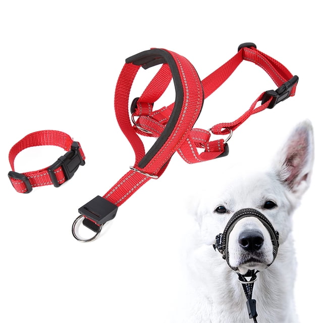 Headcollar Pet Muzzle, Prevent Eating Adjustable Prevent Biting Dog Mouth Guard Muzzle Comfortable for Training S,M,L,XL