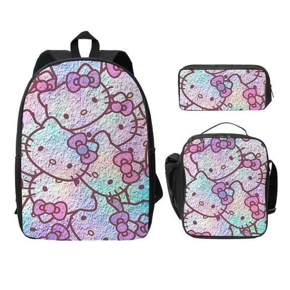 Cute He_llo Kit_ty(10) Backpack Set, Backpack With Lunch Box And Pencil Case 3pcs Set