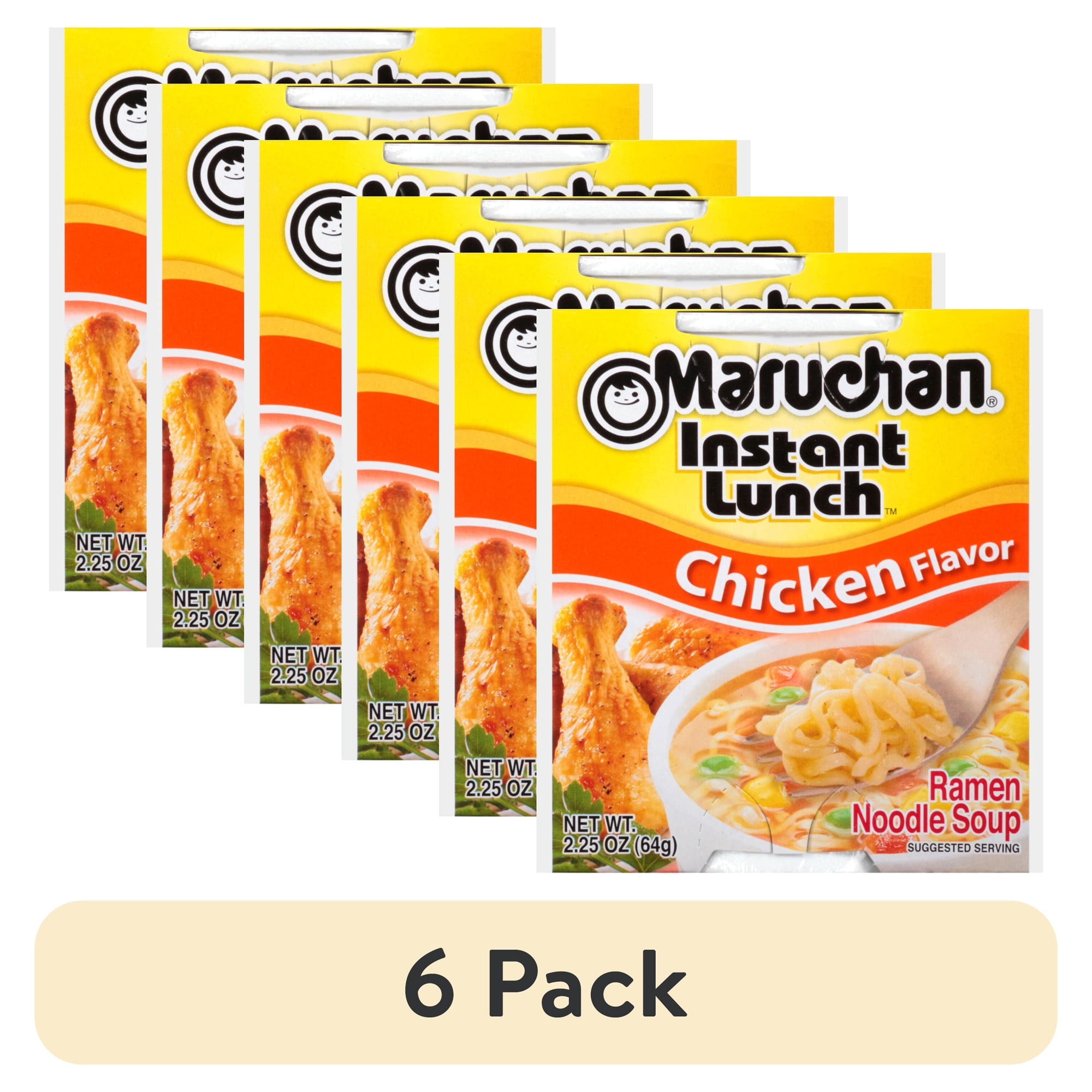 (6 pack) Maruchan Instant Lunch Ramen Noodles, Chicken Flavor, 2.25 oz Cup