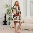 thumbnail image 2 of Women's Robes Zipper Lightweight 3/4 Length Sleeve Womens Bathrobe Zip Up Front Knee Length Plaid Trendy Bathrobe Nightgown with Pockets Yellow L, 2 of 8