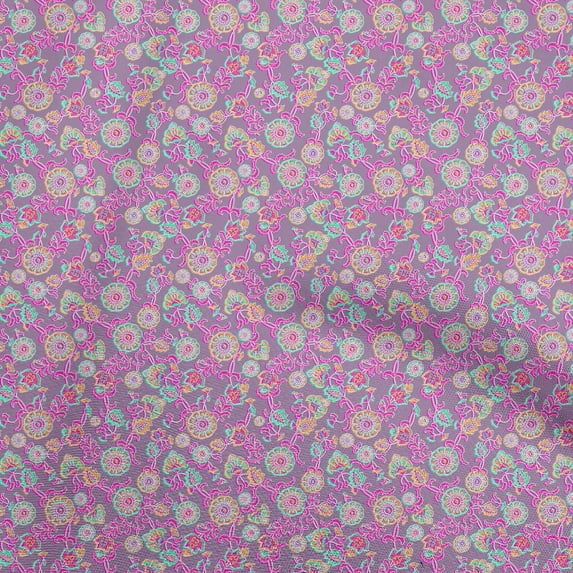 oneOone Polyester Spandex Mauve Fabric Kalamkari Diy Clothing Quilting Fabric Print Fabric By Yard 56 Inch Wide
