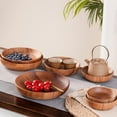 thumbnail image 2 of suxuMhao Brown Rotundity Acacia Wood Tray-1 Pack 6.3in Diameter × 1.38in Height,Christmas Serving Tray,Trays for Coffee Table, Party Trays,Wooden Food Serving Tray, Decorative Serving Platters, 2 of 3