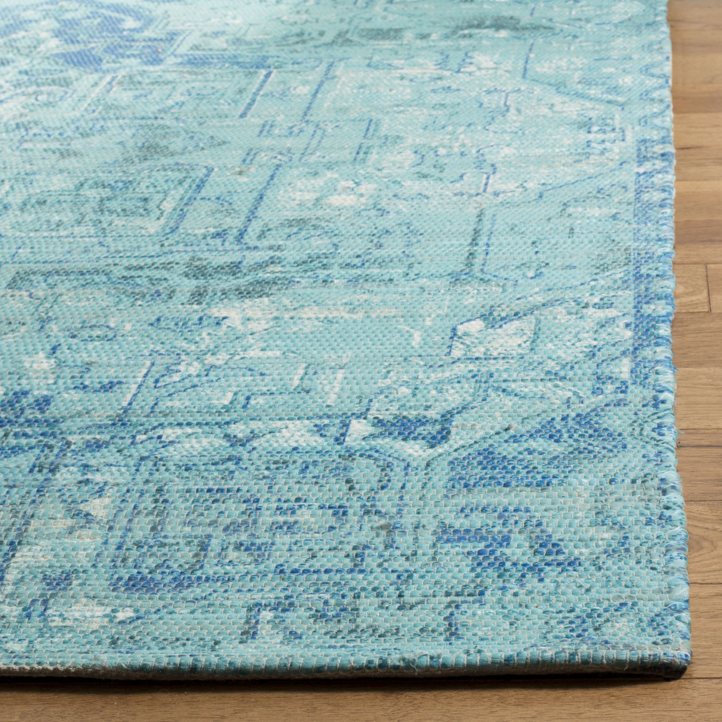 SAFAVIEH Saffron Erksine Geometric Runner Rug, Aqua/Blue, 2'3" x 8'
