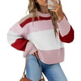 thumbnail image 2 of vigerkar Womens Color Block Loose Sweaters 2025 Winter Trendy Casual Oversized Y2k Going Out Striped Pullover Tops (Red, XXL), 2 of 5