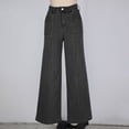 thumbnail image 2 of Women's Jeans Wide Leg High Waist Denim Pants with Front Seam Detail Pockets Trendy Casual Trousers (XL, Black), 2 of 8