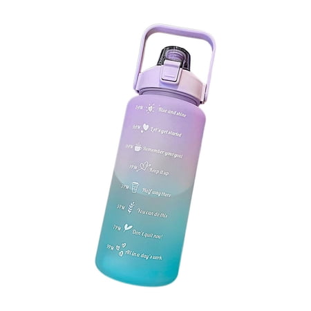HOARBOEG 2L Large Capacity Gradient Color Matte Water Bottle with Time Markers - for Fitness Travel Gym Outdoor Activities BPA Free Plastic Reusable Drinking Bottle