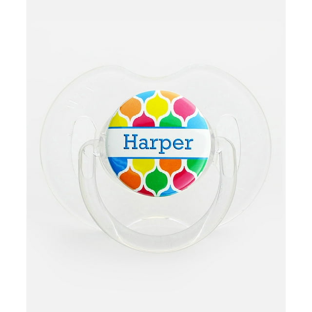 Personalized Name Bright Neon Moroccan Tile Pacifier