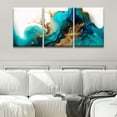 thumbnail image 3 of 3 Piece Wall Art Decor for Home Modern Abstract Poster Prints on Canvas Modern Blue and Gold Marble Fluid Art Printing for Living Room Wall Art Stretched Ready to Hang 12x16inchx3, 3 of 6