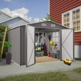 thumbnail image 2 of 10 x 8 FT Outdoor Storage Shed, Large Metal Storage Shed, Lockable Door and Air Vent, Clear Window Garden Tool Shed for Bicycles, Tools, Lawnmowers, Backyards, Patios, Lawns - Gray, 2 of 9