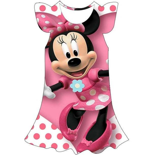 Ropa de niñas pequeñas de Disney, vestido de princesa de malla de manga corta de Minnie Mouse, Vestidos de fiesta de cumpleaños, disfraz de niñas pequeñas, ropa 6M Gao Jinjia LED