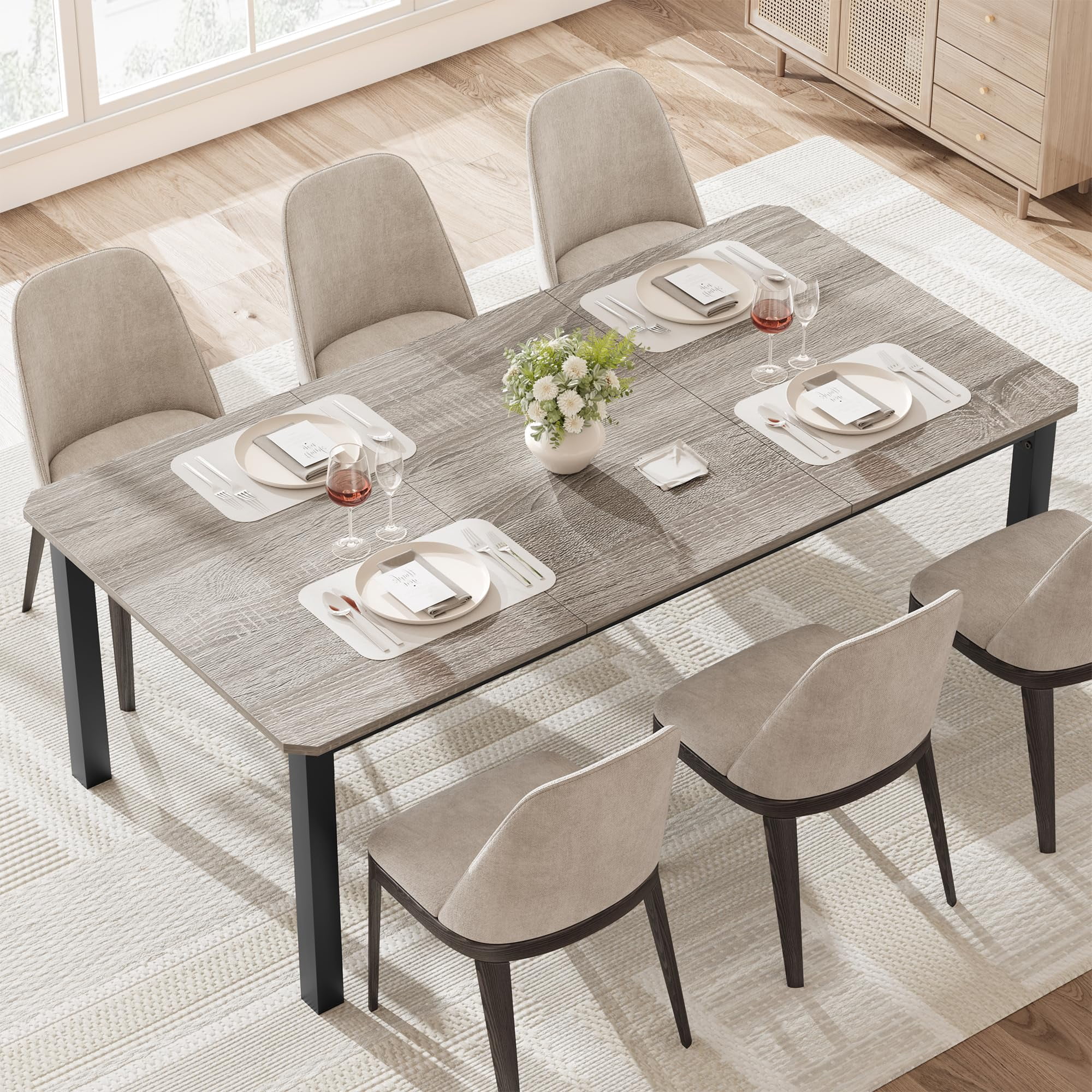 KOKEBREN 78.7 Inch Long Kitchen Table for 6-8, Dining Room Table for Kitchen Living Room, Large Rectangular Dinner Tables, Industrial Indoor Restaurant Tables with Sturdy Metal Frame(Only Table)