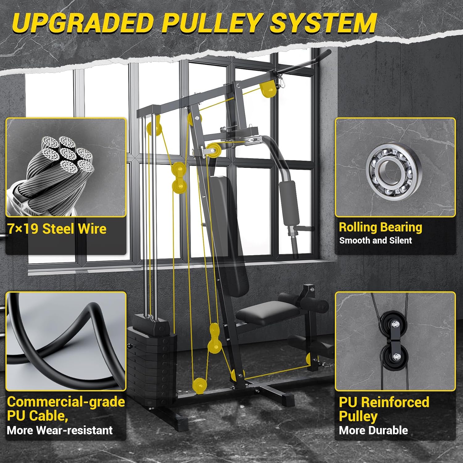 Multifunctional Home Gym Machine, with 100LBS Weight Stack, for Full Body Strength Training, LAT Pull Down, Chest Press, Leg Extension