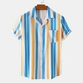 thumbnail image 2 of ZCFZJW Hawaiian Shirts for Men Short Sleeve Aloha Beach Shirt Colorful Striped Print Summer Casual Button Down Shirts with Pockets Blue M, 2 of 9
