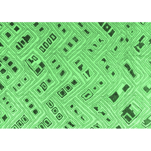 Ahgly Company Indoor Rectangle Abstract Emerald Green Modern Area Rugs, 7' x 9'