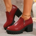 thumbnail image 4 of YLYL Womens Leather Ankle Booties with Zipper Design Heel Slip on Fashion Casual Shoes, 4 of 9