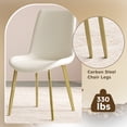 thumbnail image 4 of GZXS Modern Chic Dining Chairs Set of 4, White PU Leather Upholstered Side Chairs with Gold Metal Legs and Non-Slip Feet, Easy Assembly, 4 of 8