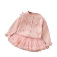 thumbnail image 2 of Sweaters for Girls Fall Outfits Girls Knit Sweater Dress Two Piece Outfit Puff Sleeve Top And Skirt for Toddler Baby, 2 of 10