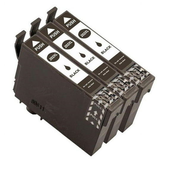 Replacement 202XL Black Ink Cartridges T202 202 XL Compatible Ink Cartridges for Workforce WF-2860 Expression XP-5100 Printer (3 Black)