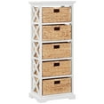 thumbnail image 2 of Hampton Meadows 5 Tier X-Side End Storage Cabinet with 5 Water Hyacinth Natural Wicker Baskets, White, 2 of 6