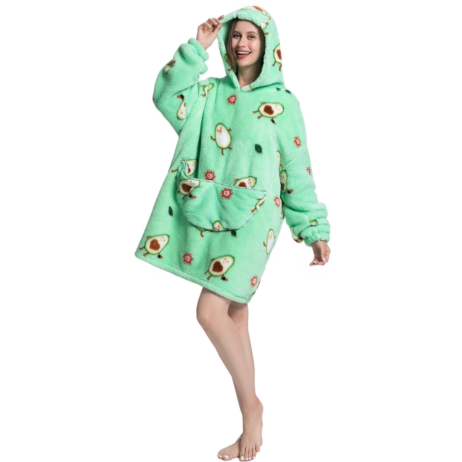 Msrlassn Hoodie Blanket for Women Adults Wearable Hooded Sweatshirt Pullover, Wearable Blanket Hoodie Super Soft Warm Cosy Sweatshirt with Big Pocket