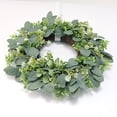 thumbnail image 5 of Rustic Artificial Olive Branch Wreath Linen Bow Green Decor Weatherproof Hanging Ornament For Front Door Yard Patio Living Room Fireplace Spring Summer Wedding Housewarming Home Decorations, 5 of 5