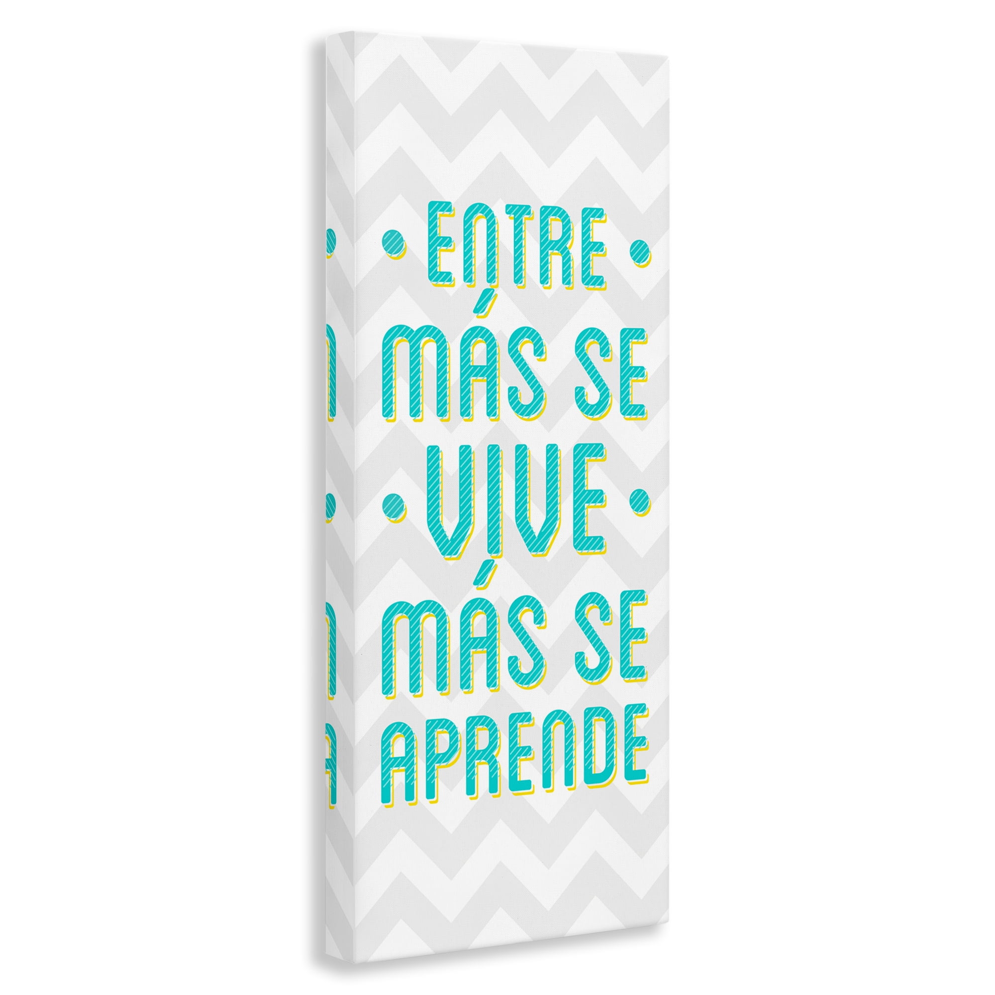 Stupell Industries Se Vive Se Aprende Inspirational Quotes & Sayings Painting Wrapped Canvas Art Print Wall Art, 17 x 40