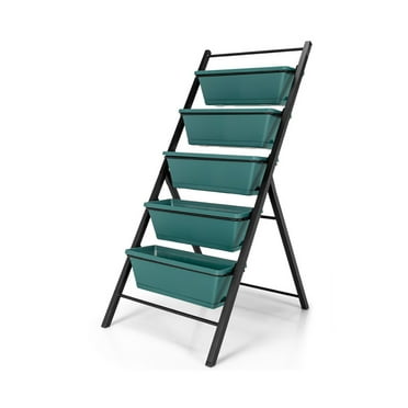 Resenkos Raised Planter Boxes, Large Space Elevated Flower Beds,5-tier Vertical Garden Planter Box Elevated Raised Bed with 5 Container-Green