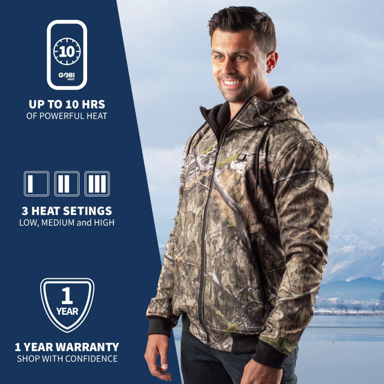 Shadow Men's Heated Hunting Hoodie - Available in Mossy Oak® and Real Tree® by Gobi Heat