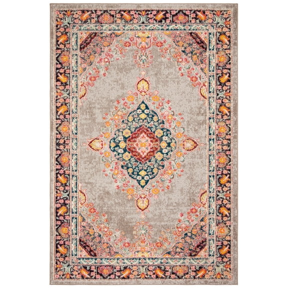 SAFAVIEH Madison Sonam Oriental Area Rug, Grey/Fuchsia, 5'3" x 7'6"