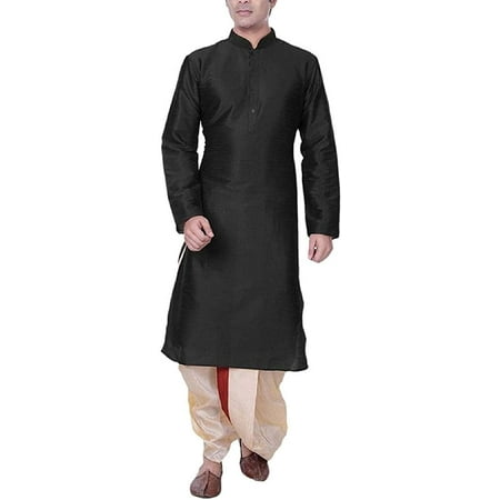 

Royal Kurta Men s Cotton Silk Dhoti Kurta Set (42 Black-Gold)