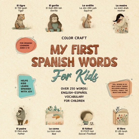 My First Spanish Words Book For Kids: English-Español for Young Learners Aged 2-10, With 250  illustrations, (Paperback)
