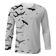 thumbnail image 3 of Men Shirts Mens Halloween Long Sleeve T Shirt Round Neck Bat Print Pullover Sweatshirt Autumn for Everyday Wear Grey M, 3 of 4