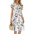 thumbnail image 5 of Fantaslook Women Summer Dresses V Neck Ruffle Sleeve Casual Flowy Sundresses Button Floral Midi Dress with Pockets, 5 of 9