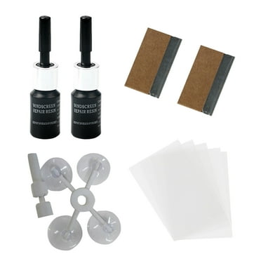 Windshield Crack Repair Kit, Windshield Repair Kit for Chips and Cracks, Glass Repair Fluid with 2 Bottles of Resin, Glass Repair Kit Windshield for Fixing Chips, Cracks, Bulls-Eye and Star-Shape Cack