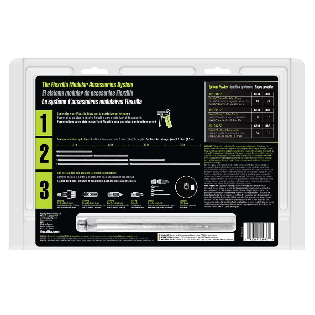 Flexzilla™ X1™ Blow Gun Kit, 10-Piece, ZillaGreen®