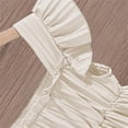 thumbnail image 5 of CYRBOKO Girls Casual Dresses, A-line Comfy Summer Flutter&nbsp;Sleeve Midi Dresses Beige Size 4-5 T, 5 of 6