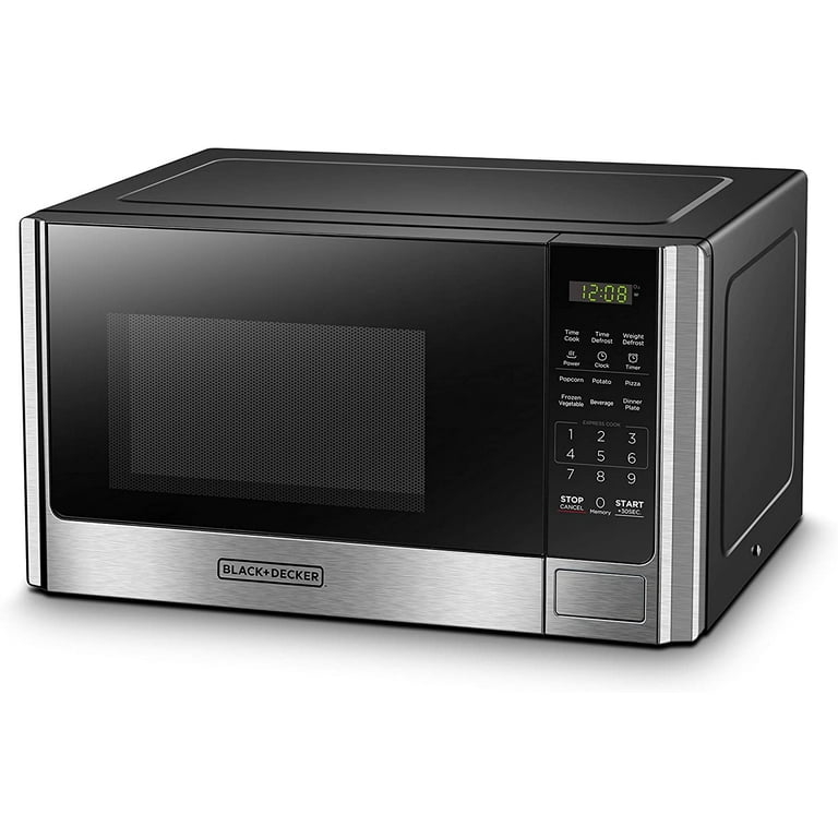BLACK+DECKER 0.9 cu. ft. in Stainless Steel 900 Watt Countertop Microwave  Oven with Turntable Push-Button Door, Safety Lock EM925AB9 - The Home Depot