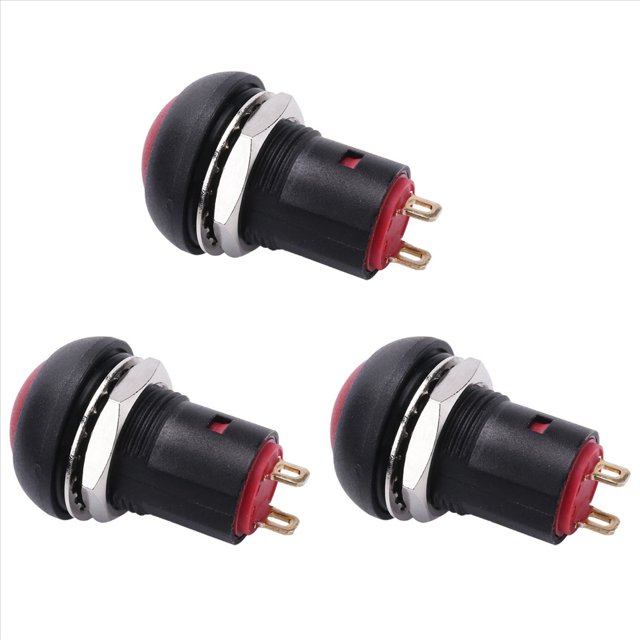 3X Interruptor de Botón Pulsador de 12 mm una Prueba de Agua de Encendido y Apagado SPST 2A IP67, Rojo