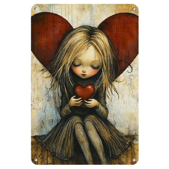 Charming Vintage Valentine'S Day Tin Sign - Durable Aluminum Wall Decor, Easy Install, Perfect for Home & Office
