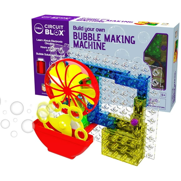 E-BLOX Building Blocks STEM Circuit Kit, Build Your Own Bubble Machine, Bubble Solution Included, Great Science Project for Little Ones, Birthday Gift, Boys, Girls, 5+